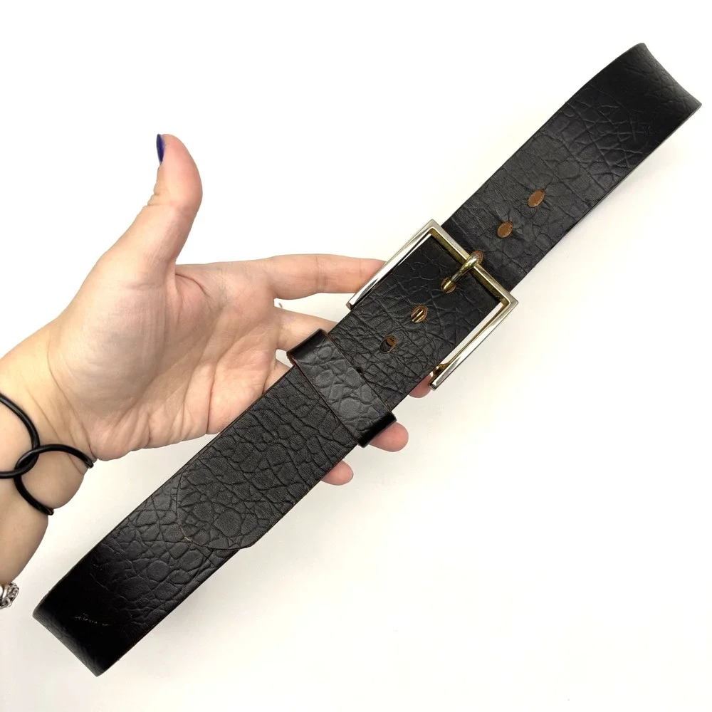 Vintage 70s SEARS 40381 Black Full Grain Steerhide Leather Western Belt 36